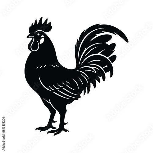 Rooster silhouette farm bird vector