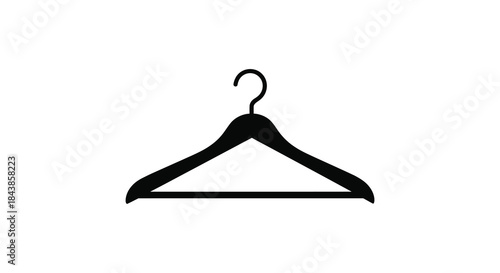 A simple black clothes hanger depicted in a stark minimalist style silhouette