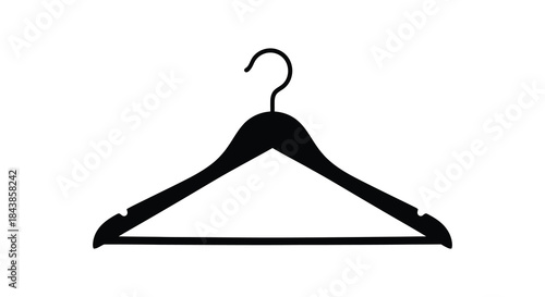A simple black coat hanger depicted in a minimalist style presented as a silhouette