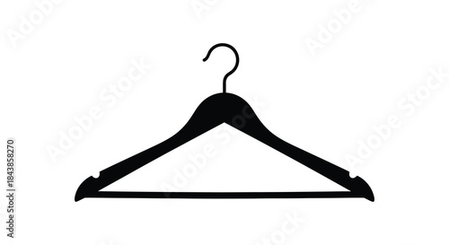 A simple black coat hanger depicted in a stark minimalist style silhouette
