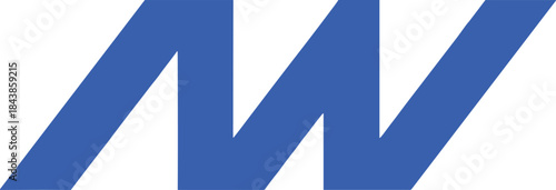 Bold angular letter M logo design in blue for modern branding, typography, and minimalist visual identity concepts