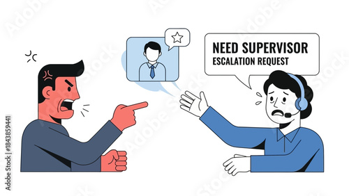Frustrated Customer Demanding Supervisor Escalates Complaint to Customer Service Representative in Call Center Scenario