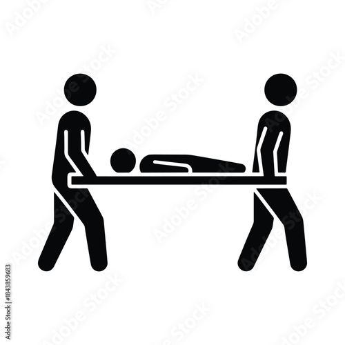 Stretcher silhouette rescue carrying people vector