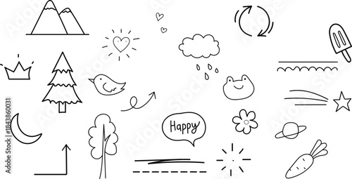 hand drawn alphabet set and white background