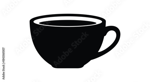 A simple black coffee cup illustration a classic design with bold outlines silhouette