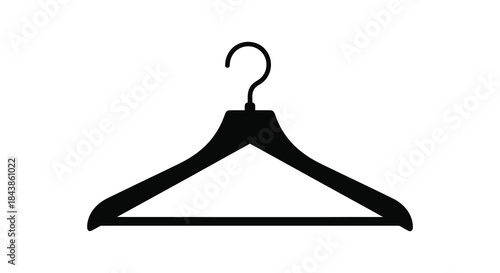 a simple black clothing hanger presented against a white background showcasing its form silhouette