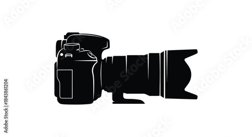 A striking black silhouette of a professional digital slr camera a powerful imaging tool silhouette