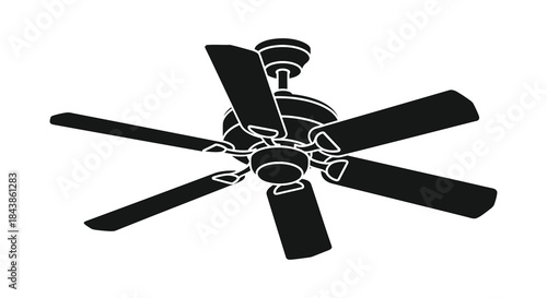 A striking black and white image of a classic ceiling fan in a bold silhouette