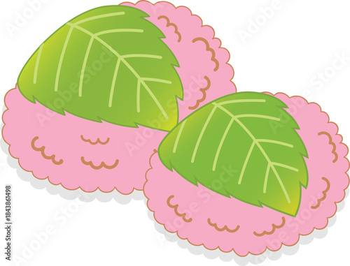 桜餅 春 スイーツ ピンク 桜 さくらもち 甘味 日本 デザート 観光 道明寺桜餅 もち ベクター sakuramochi pink japanese sweets mochi wagashi ohagi spring sweets. Sakura Mochi Japanese Traditional Sweet Vector Illustration Pink Spring Wagashi 