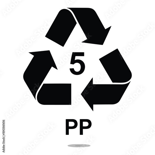 Recycling symbol for polypropylene plastic