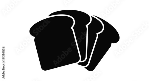 A simple black and white illustration of several slices of bread in a silhouette