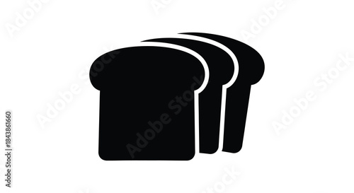 A simple black and white illustration of three slices of bread in a stack silhouette