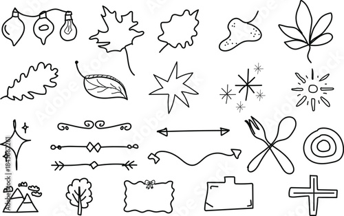 Vintage vector set of hand drawn illustration elements: decorative floral calligraphic frames, borders, dividers, art scrolls, swirl patterns, and seamless drawing line banners