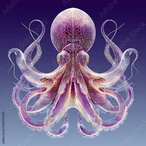 Magical octopus underwater artwork style high resolution picture