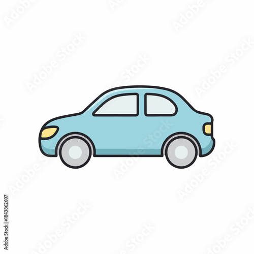 Illustration of a Blue Sedan: A simple, sleek illustration of a blue sedan, a symbol of transportation and travel.