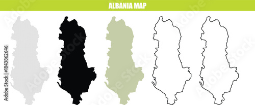 Albania Map Outline Various Styles Transparent Background