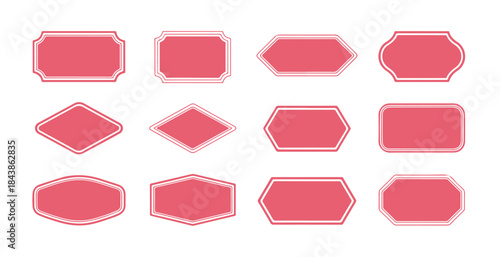 Set of vintage pink decorative frames vector labels collection classic retro badges templates borders.