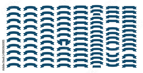 Ribbon banner shapes set blue design elements for vintage labels scroll frames award templates retro style collection