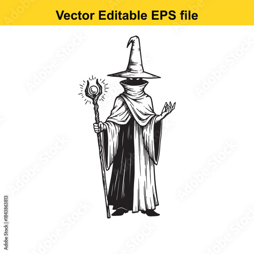  Mysterious wizard with staff