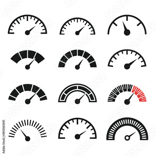 Collection of various gauge meters with different readings