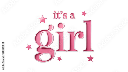 Pink Its a Girl Announcement with Stars