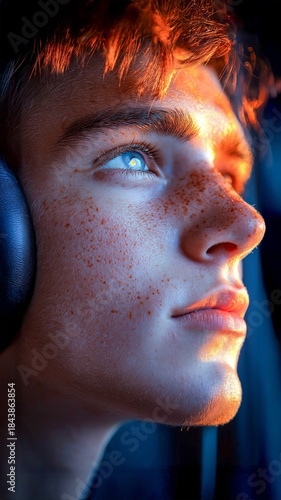 Content Emotion Relaxed People Wearing Headphone Listening To Music Adult Man