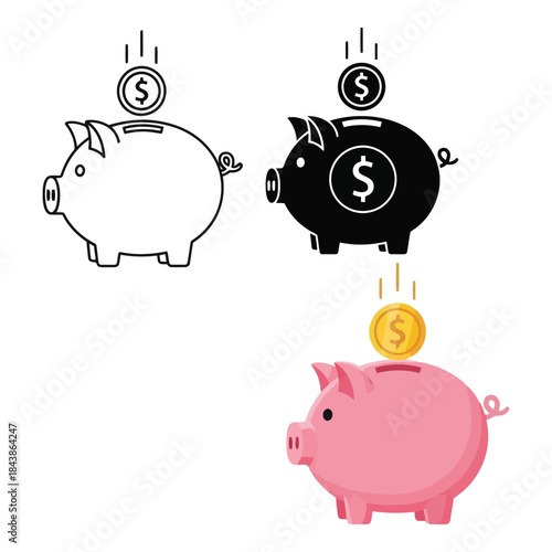 Saving money in piggy bank for future