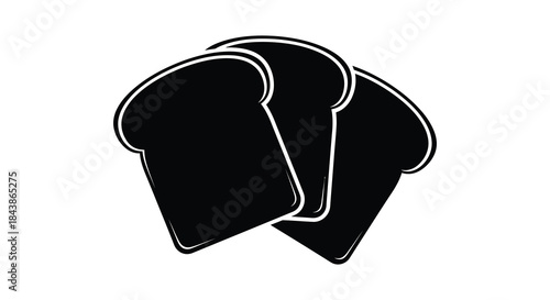 A simple depiction of three slices of bread arranged together as a minimalist silhouette