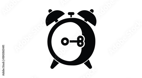 A striking black silhouette of a classic alarm clock design evoking time and morning routines silhouette