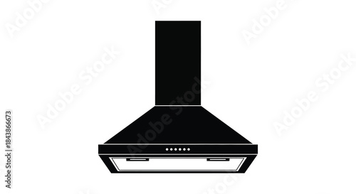 A sleek modern kitchen range hood design displayed in a striking black silhouette