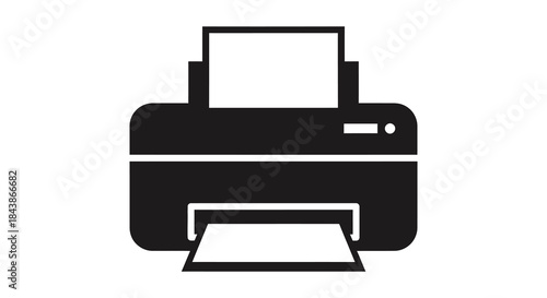 A stark black silhouette of a modern office printer showcasing its functional design silhouette