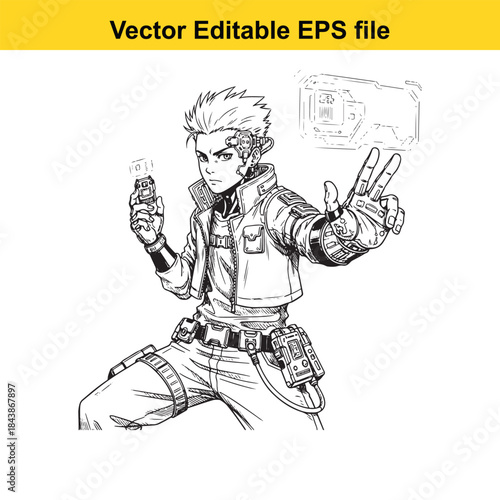  Adventurous young man with gadget