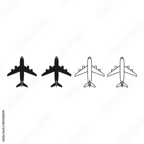 Four airplanes silhouettes in different shades