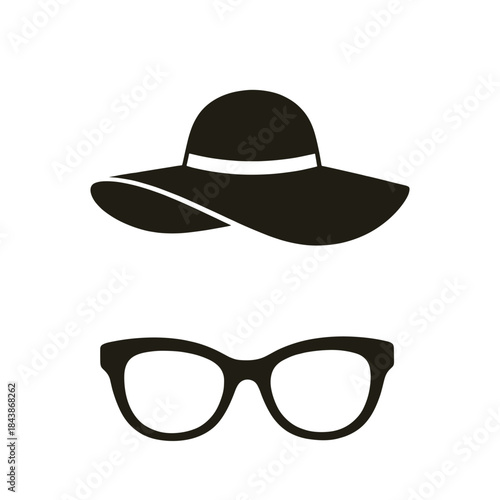 Stylish summer accessories vector illustration with sun hat and sunglasses