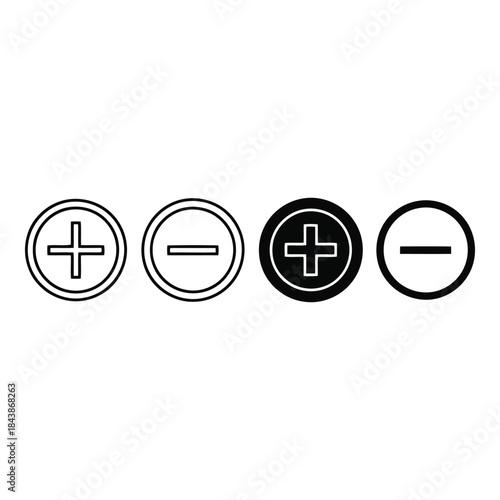 Positive and negative symbols in circle