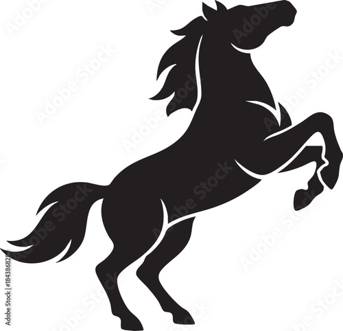 Black Rearing Horse Silhouette Vector Illustration for Power, Freedom, and Logo Design