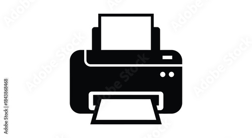 A stark black silhouette of a modern printer displaying its functional design silhouette