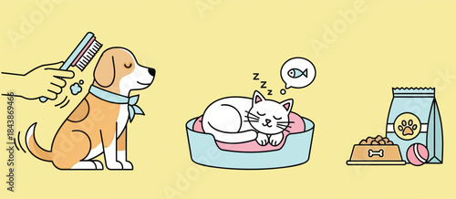 Comical scene of pet grooming and reaction