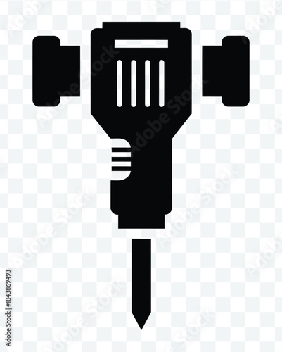 Black and white icon of a rotary hammer drill
