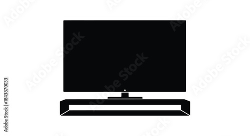 A stark black television set with a modern stand presented as a bold silhouette