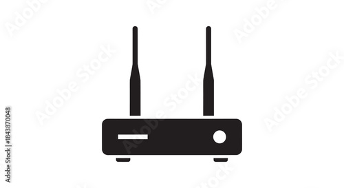 A minimalist depiction of a wireless router in stark black presented as a silhouette