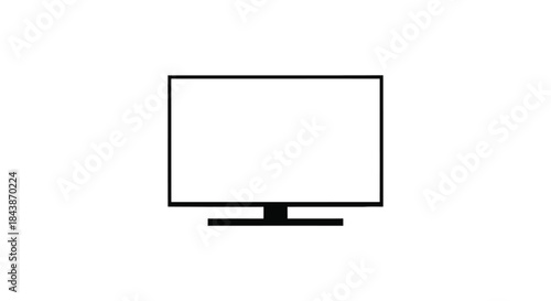 A simple black flat screen television minimalist design isolated on a white background silhouette
