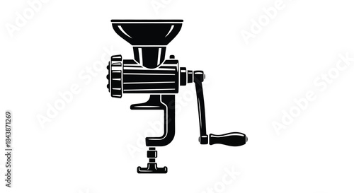 A detailed illustration of a vintage coffee grinder showcasing its mechanics as a silhouette