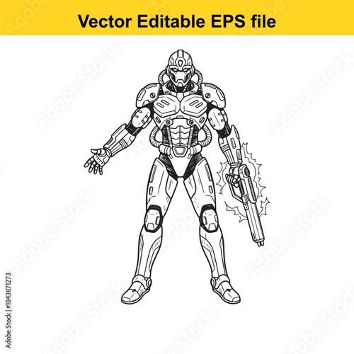  Soldier in armor holding gun