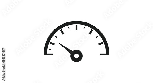 A simple black gauge indicator with a needle pointing to a low value silhouette