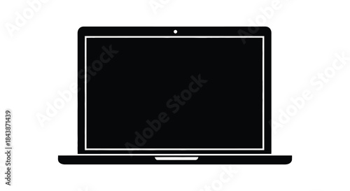 A minimalist depiction of a modern laptop computer showcasing its sleek design silhouette