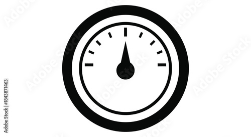 A circular gauge with a needle pointing to a value minimalist design black silhouette