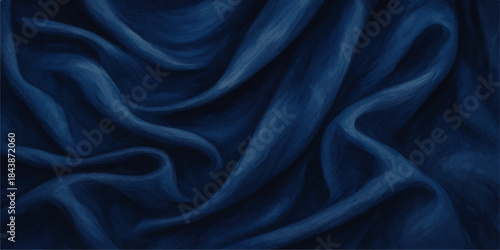 Smooth luxury black silk satin fabric textile texture background with elegant wave drapery pattern for fashion and decoration