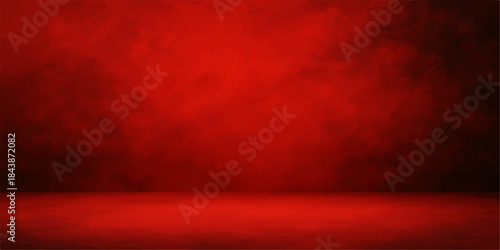 Red grunge wall texture background with abstract color light of a stormy evening sky