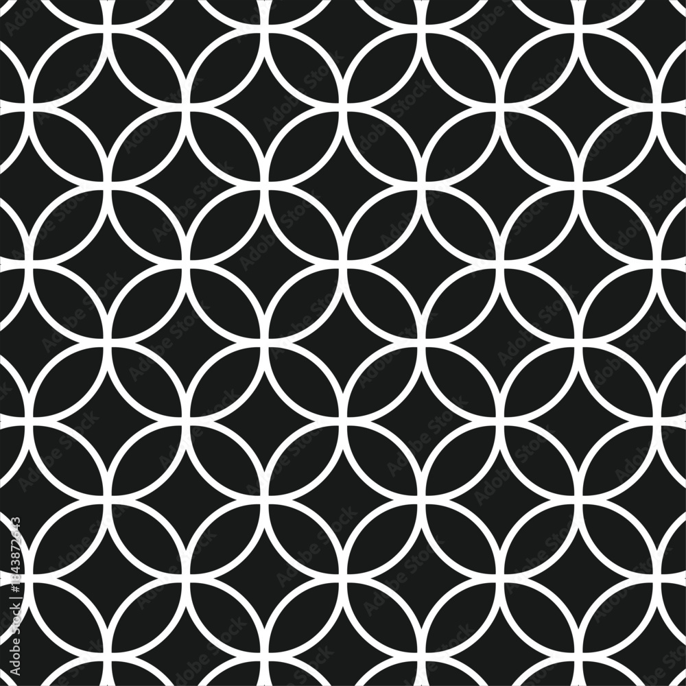 Fototapeta premium Seamless Abstract Geometric Circle Pattern Background in Black and White